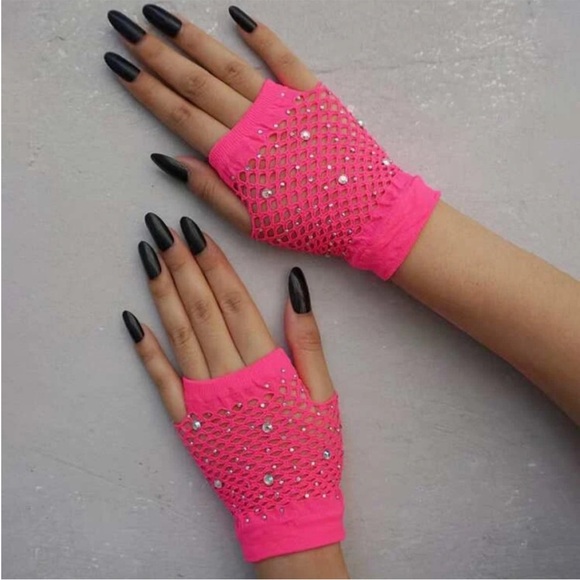 Mesh Rhinestone Detail Split Thigh Sheer Fishnet Dress - Picture 10 of 10